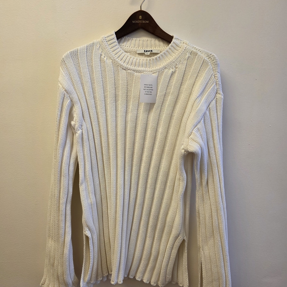 Eaves White Ribbed Sweater